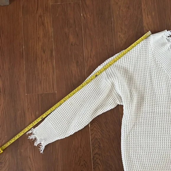 Zenana distresses v neck waffle knit sweater 2X - Picture 7 of 9